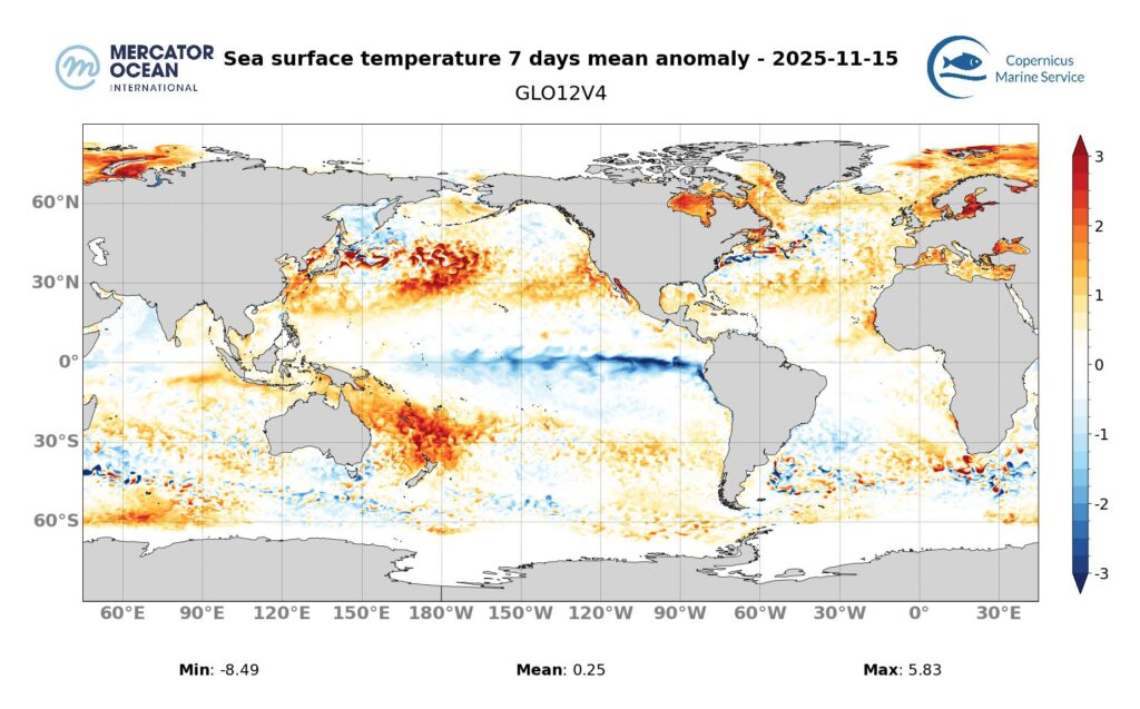 SSTA Global Anomaly 7 Days Mean
Nov 15, 2025