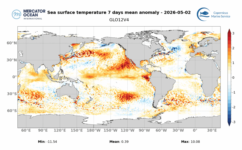 SST 7-Day Mean Anomaly May 2, 2026